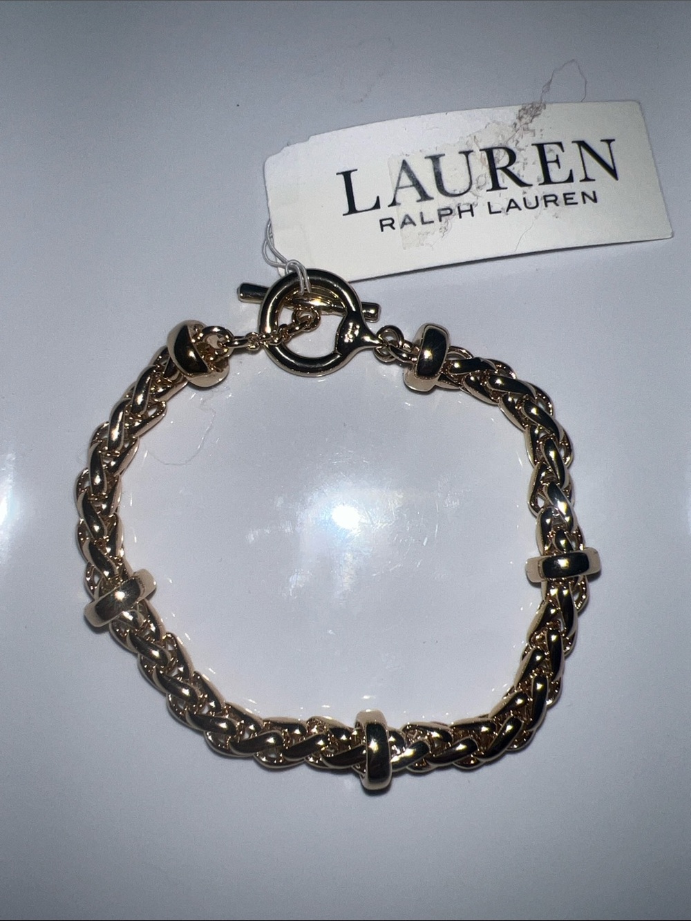Lauren Ralph Polished Gold Toggle Chain Bracelet